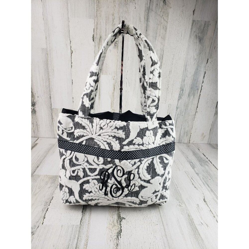 Black White Paisley Polka Dot Tote Bag Shoulder Purse Women's Monogrammed RSL
